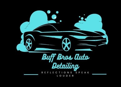 Illustrated sleek car with blue suds for Buff Bros Auto Detailing, Auckland, Auckland, NZ.