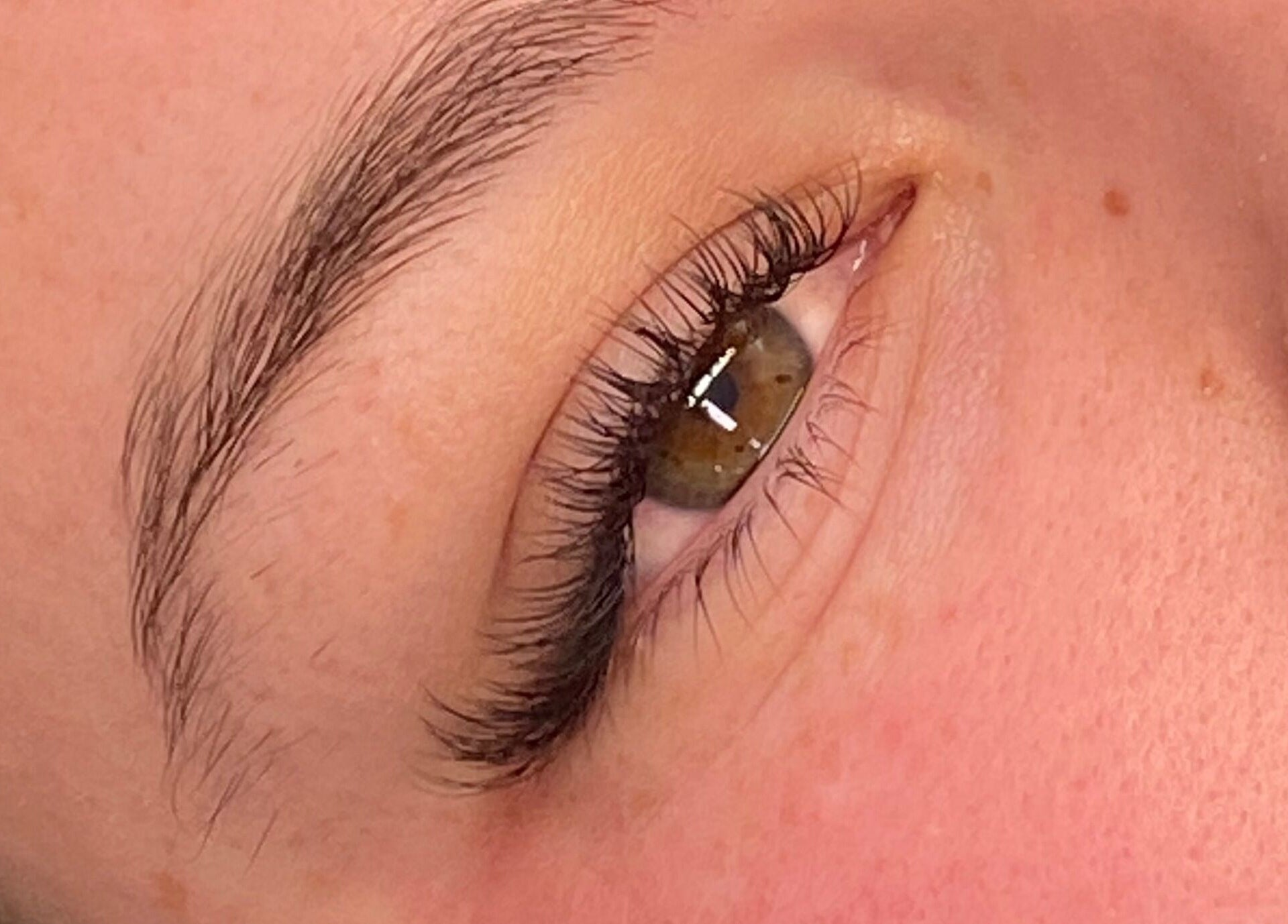 Close-up of a perfectly styled eyelash at Trackside Beauty in Melbourne, Victoria, AU.