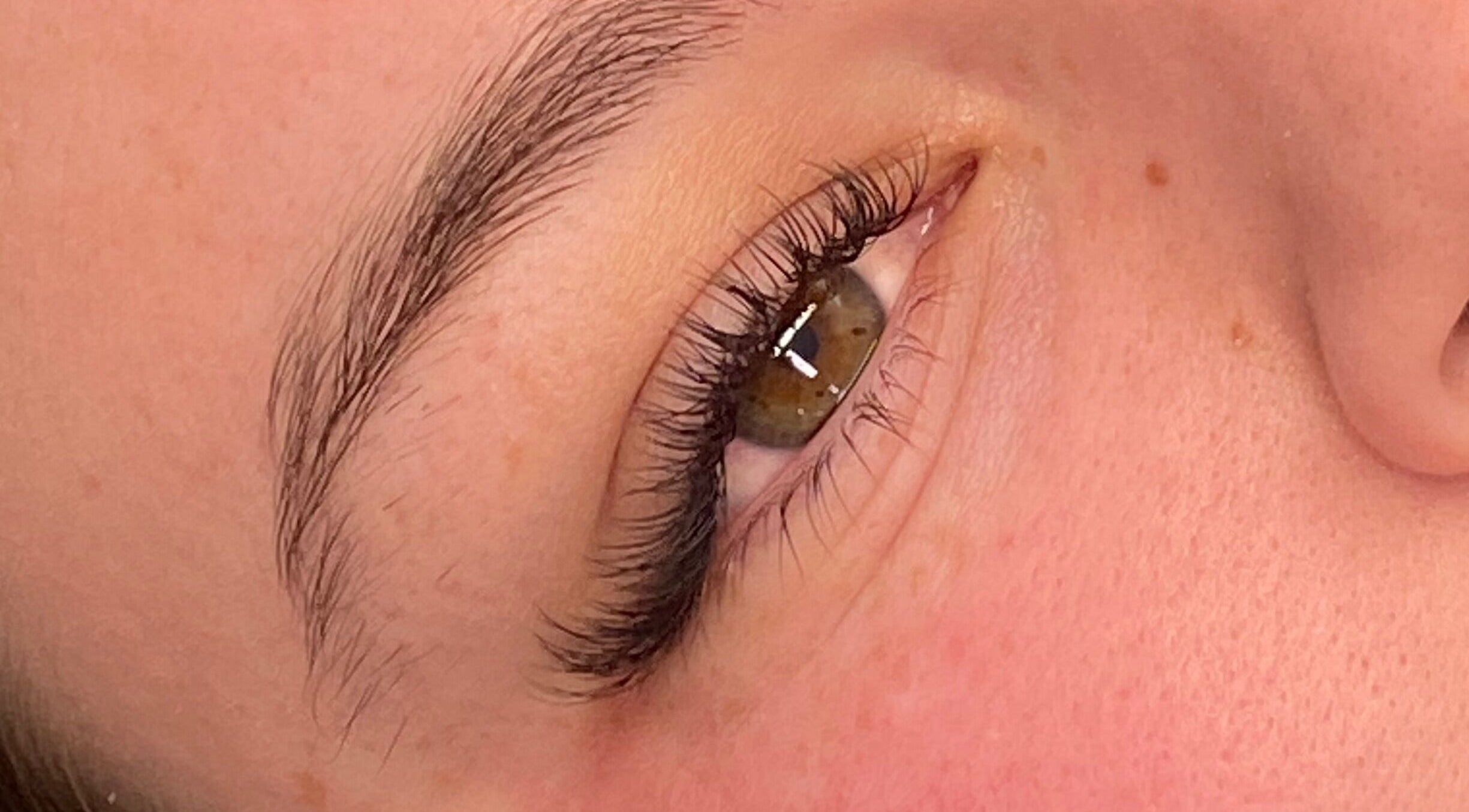 Close-up of a perfectly styled eyelash at Trackside Beauty in Melbourne, Victoria, AU.