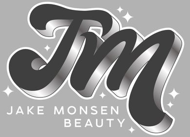 Stylish JM Beauty logo in Hartlepool, England, GB with shimmering effect.