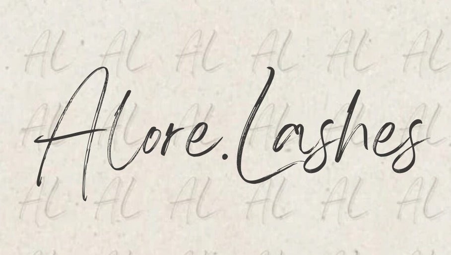 Alore.Lashes logo on a textured backdrop, representing beauty in Dagenham, England, GB.