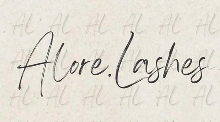 Alore.Lashes logo on a textured backdrop, representing beauty in Dagenham, England, GB.