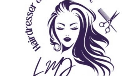 Stylized logo for LMJ Hair & Makeup Designs, Kilsyth, Scotland, GB, featuring a woman's face with flowing hair.