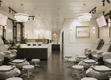 Elegant interior of Pasea Nail & Spa in Bothell, Washington, US with plush seating and modern decor.