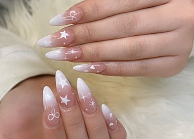 Star-patterned nail art at Pasea Nail & Spa, Bothell, Washington, US.