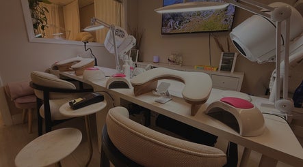 Modern nail station setup at Sasha.B.B.B Nail Studio in Boca Raton, Florida, US.