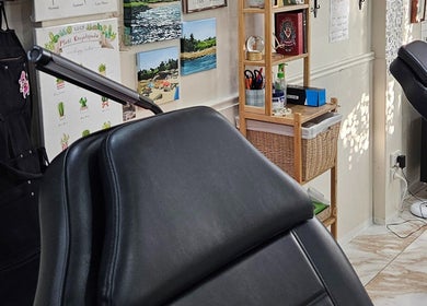 Cozy tattoo station at Kaya Garden Tattoo Dulwich Hill in Dulwich Hill, New South Wales, AU showcasing artwork.