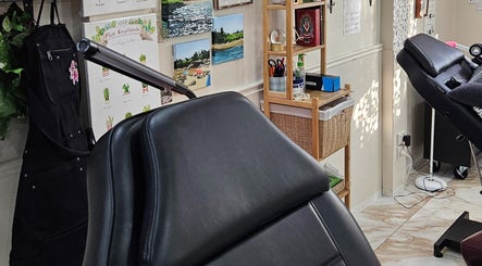 Cozy tattoo station at Kaya Garden Tattoo Dulwich Hill in Dulwich Hill, New South Wales, AU showcasing artwork.