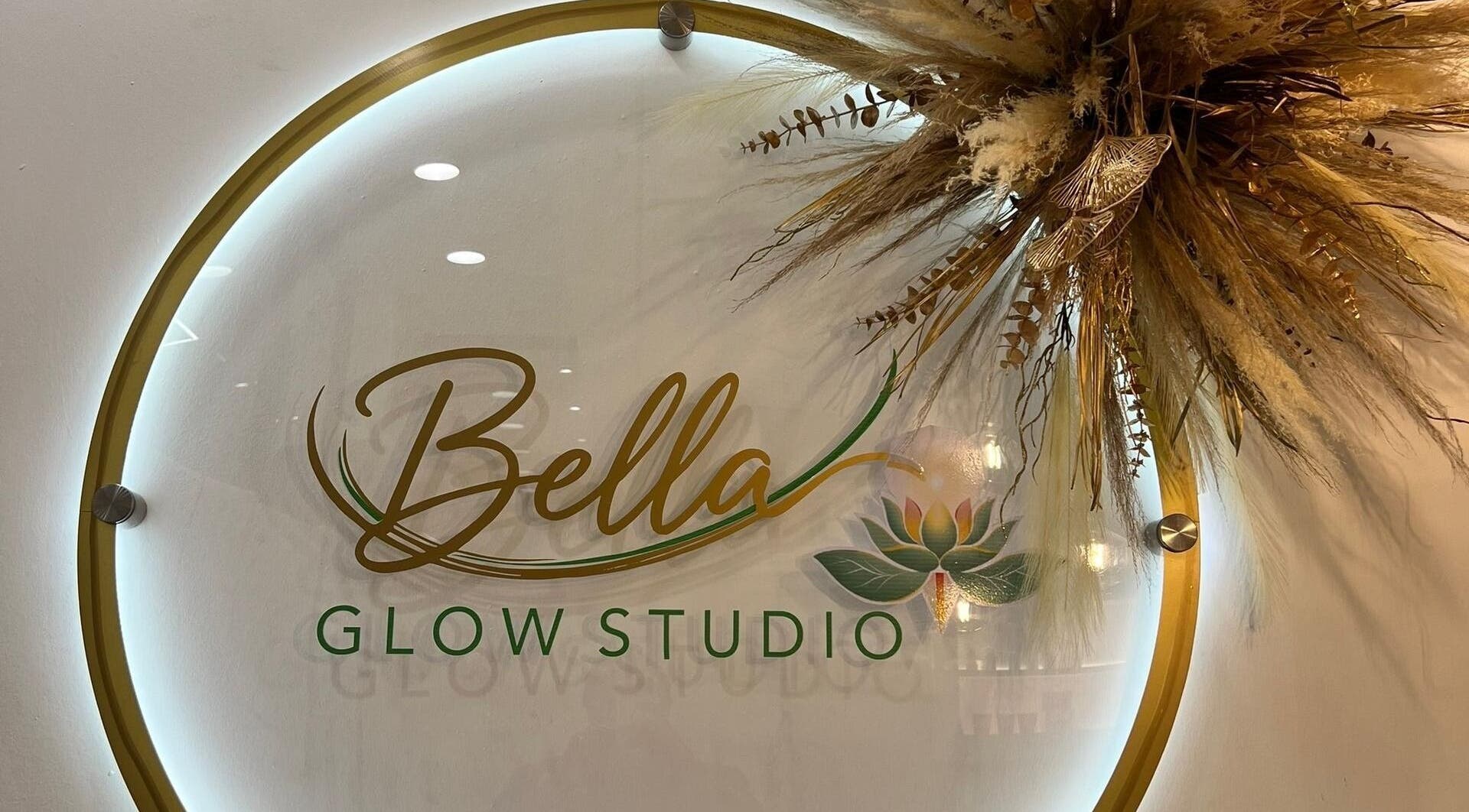 Elegant Bella Glow Studio sign with floral design in Windhoek, Khomas Region, NA.