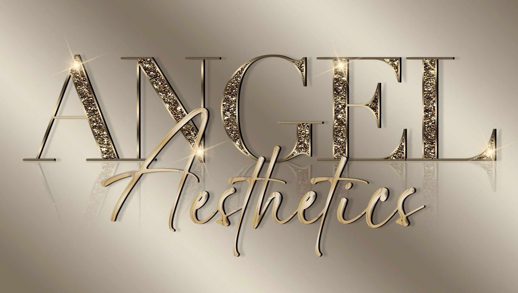 Glittering Angel Aesthetics logo, Lincoln England GB, elegant golden design.