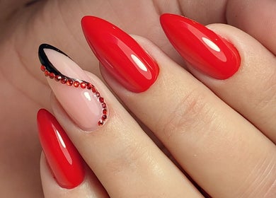 Elegant red manicure at UBS Nails – Ukrainian Beauty Studio, Sarasota, United States, US.