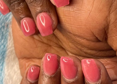 Close-up of elegant pink nails at Oasis of Elegance, Lusaka, Lusaka Province, ZM.