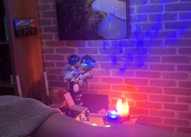 Relaxing ambiance at Tays sensory massage, Swansea, Wales, GB with dim lighting and serene decor.