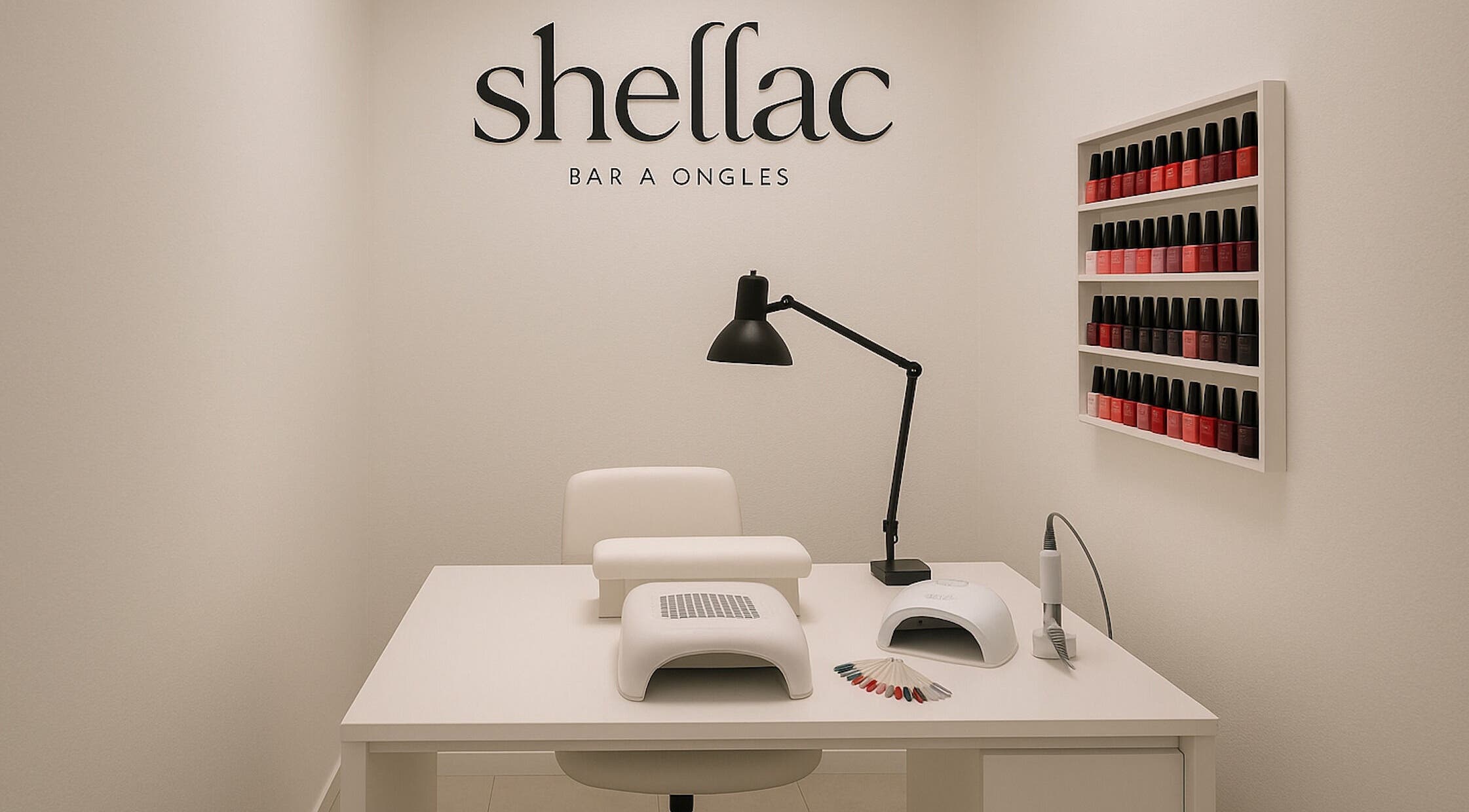 Elegant nail studio at Shellac, Casablanca, Région Casablanca-Settat, MA showcasing modern manicure setup.
