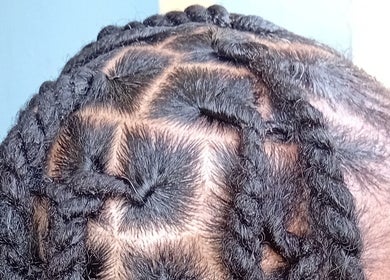 Close-up of intricate braids at Halo & Hue - Beauty Studio, Valencia, Sangre Grande Regional Corporation, TT.