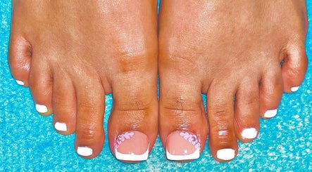 Floral design pedicure at Halo & Hue - Beauty Studio, Valencia, Sangre Grande Regional Corporation, TT.