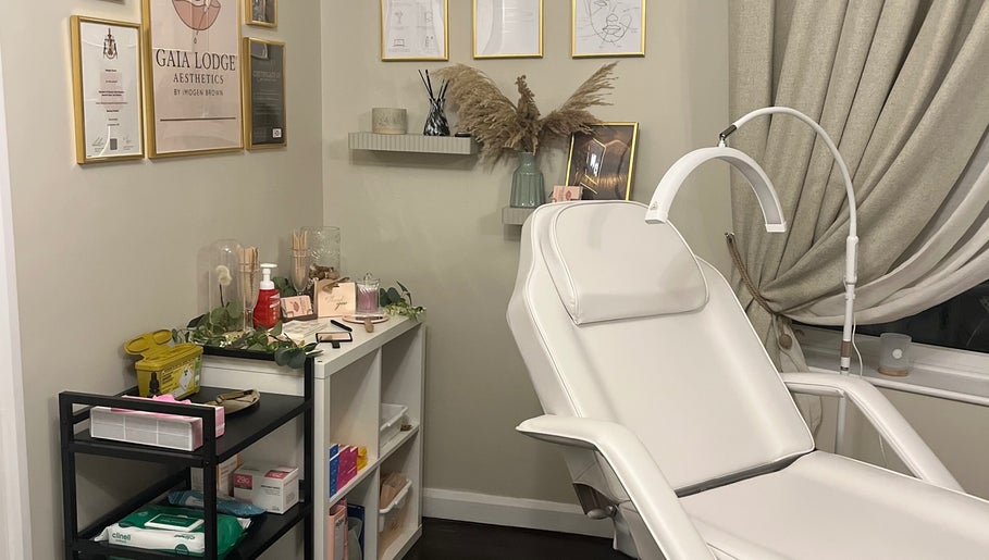 Gaia Lodge Aesthetics by Imogen Brown treatment room in Burton Upon Trent, England, GB with elegant decor.