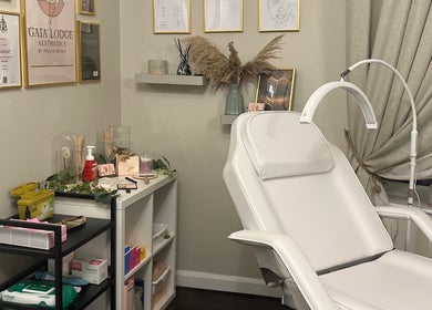 Gaia Lodge Aesthetics by Imogen Brown treatment room in Burton Upon Trent, England, GB with elegant decor.