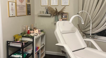 Gaia Lodge Aesthetics by Imogen Brown treatment room in Burton Upon Trent, England, GB with elegant decor.