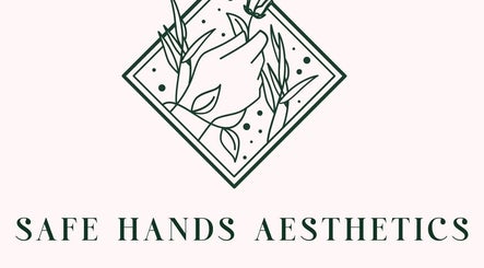 Safe Hands Aesthetics ltd logo featuring a hand and leaf design in Aberkenfig, Wales, GB.