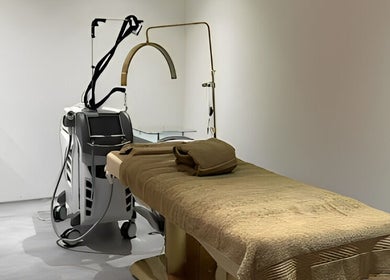 Luxurious treatment room at Shookra Aesthetics and Longevity Clinic, Dubai, AE, featuring advanced spa equipment.