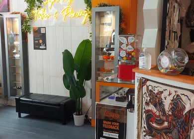 Stylish interior of Lion Heart Aesthetics And Piercings in Brighton And Hove, England, GB featuring vibrant decor.