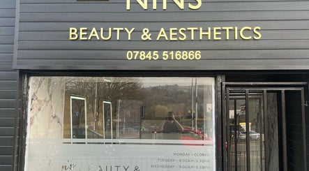 Nins Beauty & Aesthetics exterior with sign at Shipley, England, GB branch.