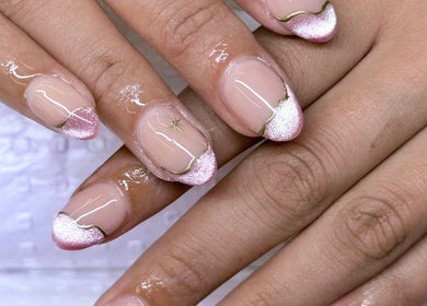 Elegant pink nail design at Engadine Beauty and Nails, Engadine, New South Wales, AU.