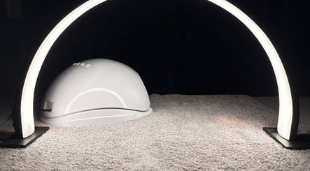 Nail station with LED lamp at The Nail Society, Benoni, Gauteng, ZA, for elegant manicures.
