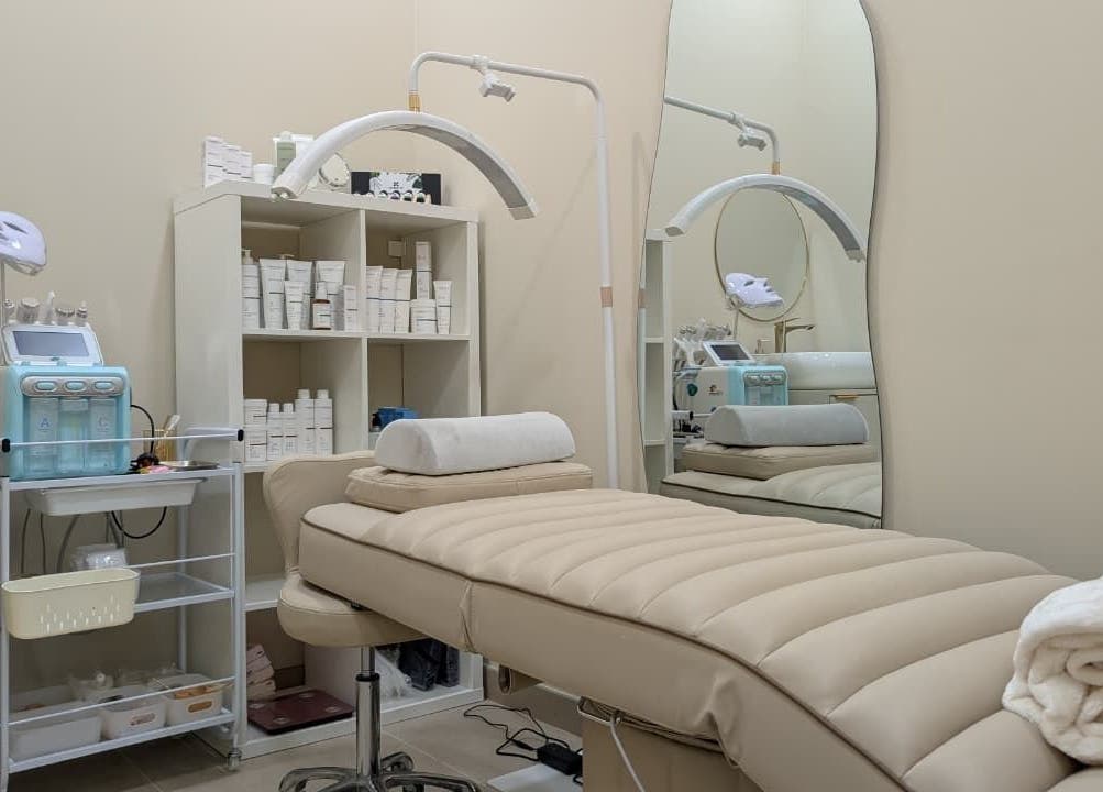 Elegant treatment room at Sheboss Timeless Beauty Saloon LLC, Dubai, AE, showcasing modern beauty equipment.