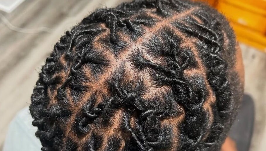 Intricate braid hairstyle at Beestyles0, Savannah, Georgia, US.