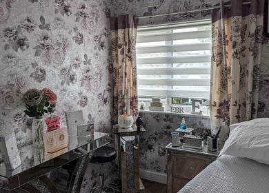Elegant floral-themed decor in the Beauty Room at Emma's Beauty Room, Southampton, England, GB.
