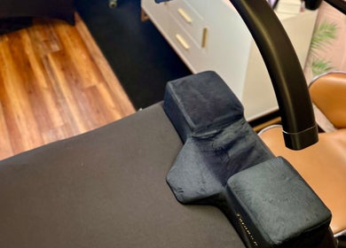 Comfortable client chair at The Luxe Lash Studio in Dana Point, California, US, highlighting its serene setup.