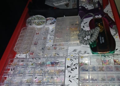 Nail art supplies and tools at Ashley Menoksy nails in Brandon, Florida, US.