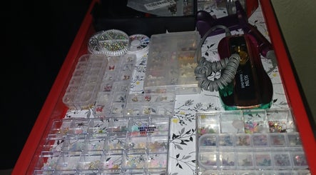 Nail art supplies and tools at Ashley Menoksy nails in Brandon, Florida, US.