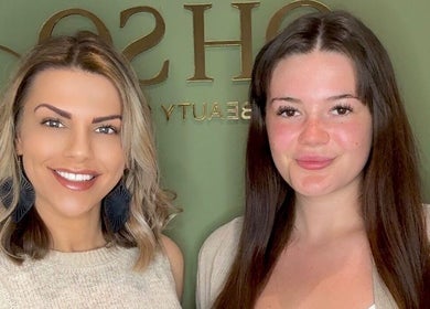 Two women smiling at Chelseys Hair - at Oh so silk Blandford in Blandford Forum, England, GB.
