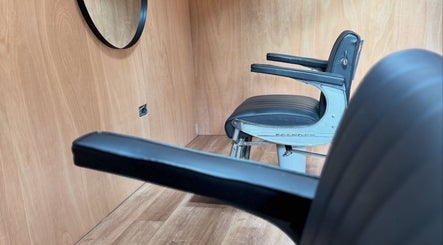 Modern salon chairs at The Cutting Club, Louth, England, GB. Sleek, stylish, and inviting setting for clients.