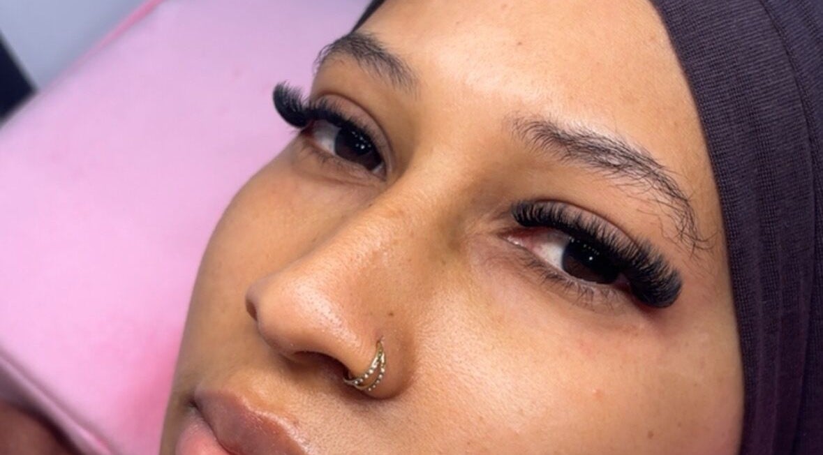 Close-up of elegant lash extensions at Get_Lasshed, Leeds, England, GB, showcasing beauty expertise.