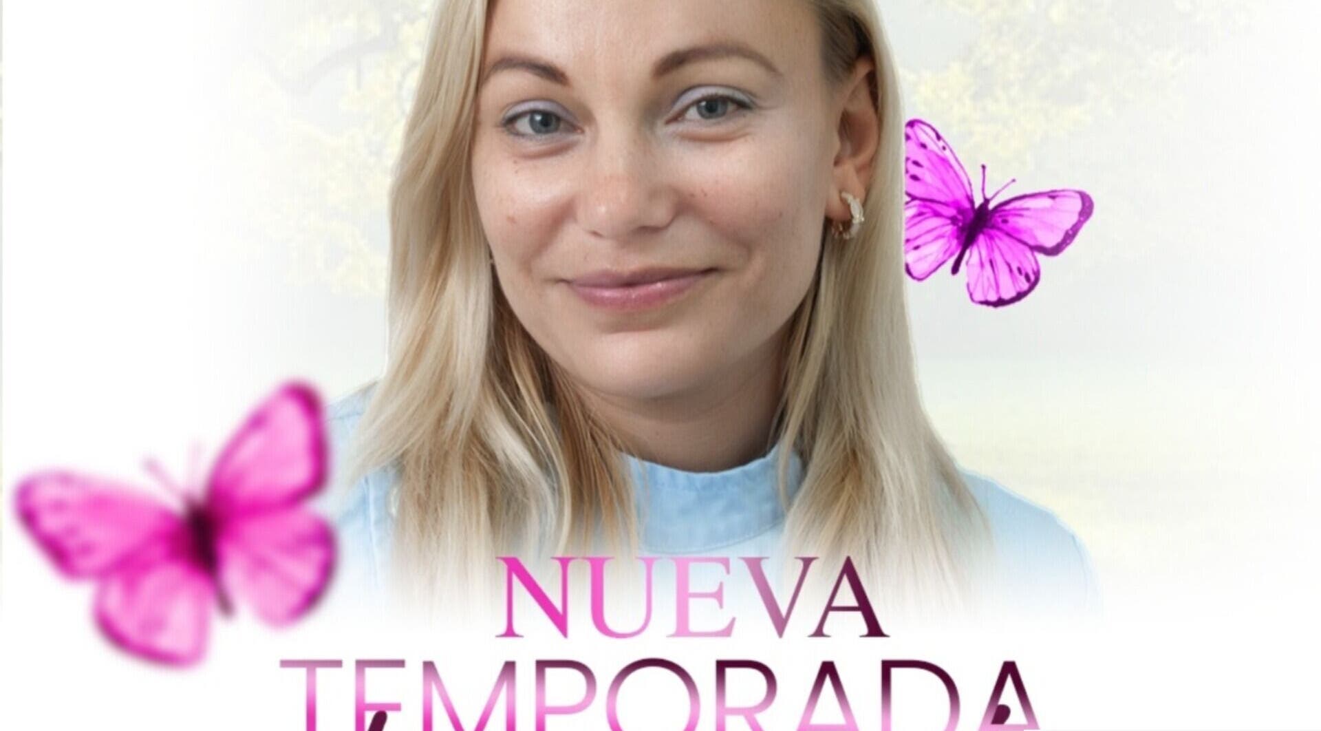 Smiling woman with butterflies at Natural Beauty Estétic By T.R Ireland in Bray, County Wicklow, IE.