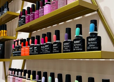 Variety of nail polishes at Nails&Lashes By Mirena in Burton Upon Trent, England, GB.