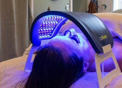 Relaxing LED therapy session at Skin And Soul, New Milton, England, GB, enhancing skin rejuvenation and vitality.