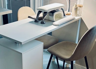 Modern nail station at The Nail Edit, located in Eskbank, Dalkeith, Scotland, GB, accentuating sleek design.