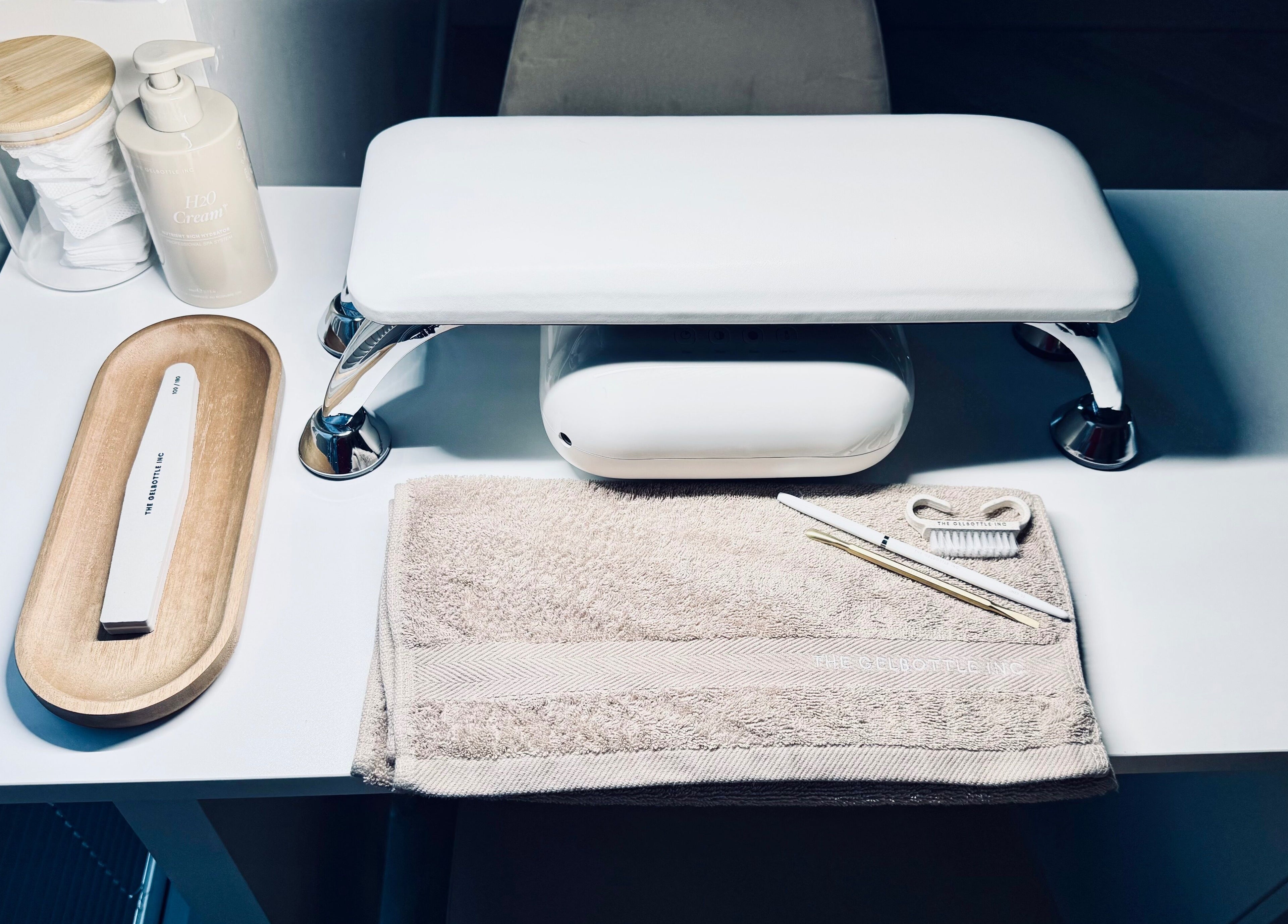 Elegant manicure station setup at The Nail Edit, Eskbank, Dalkeith, Scotland, GB.