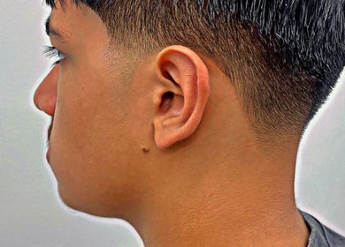 Close-up of a fresh undercut haircut at Magic_cut, New York, New York, US.