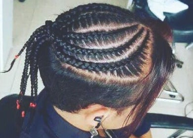 Peinado de trenzas sofisticadas en Armonia y Belleza, CO para un estilo único.