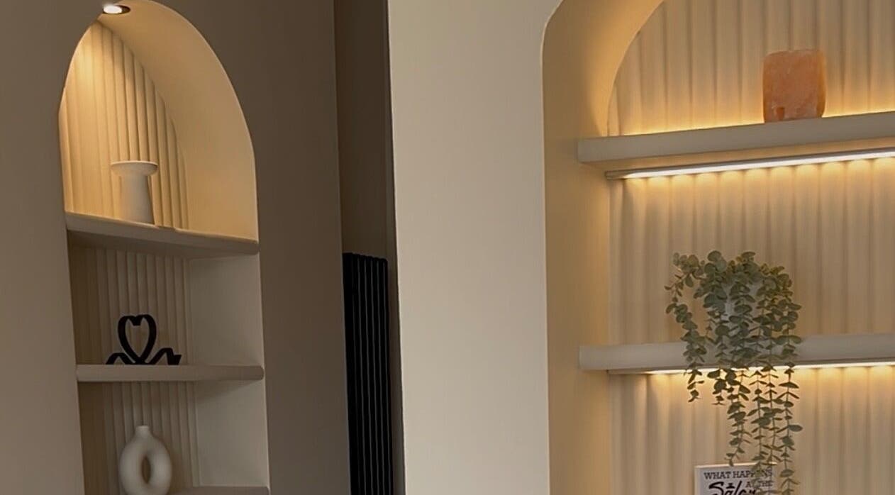 Styled by Maja's serene shelf arrangement in Tranent, Scotland, GB with soft lighting and decor.