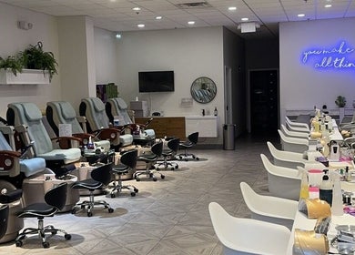 NUMI NAILS & SPA in Hillsdale, NJ offers a serene space with plush chairs and modern salon amenities.