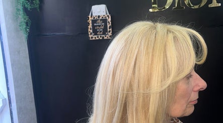 Elegant blonde hairstyle showcased at Hair by Lydia Dion, Leicester, England, GB.