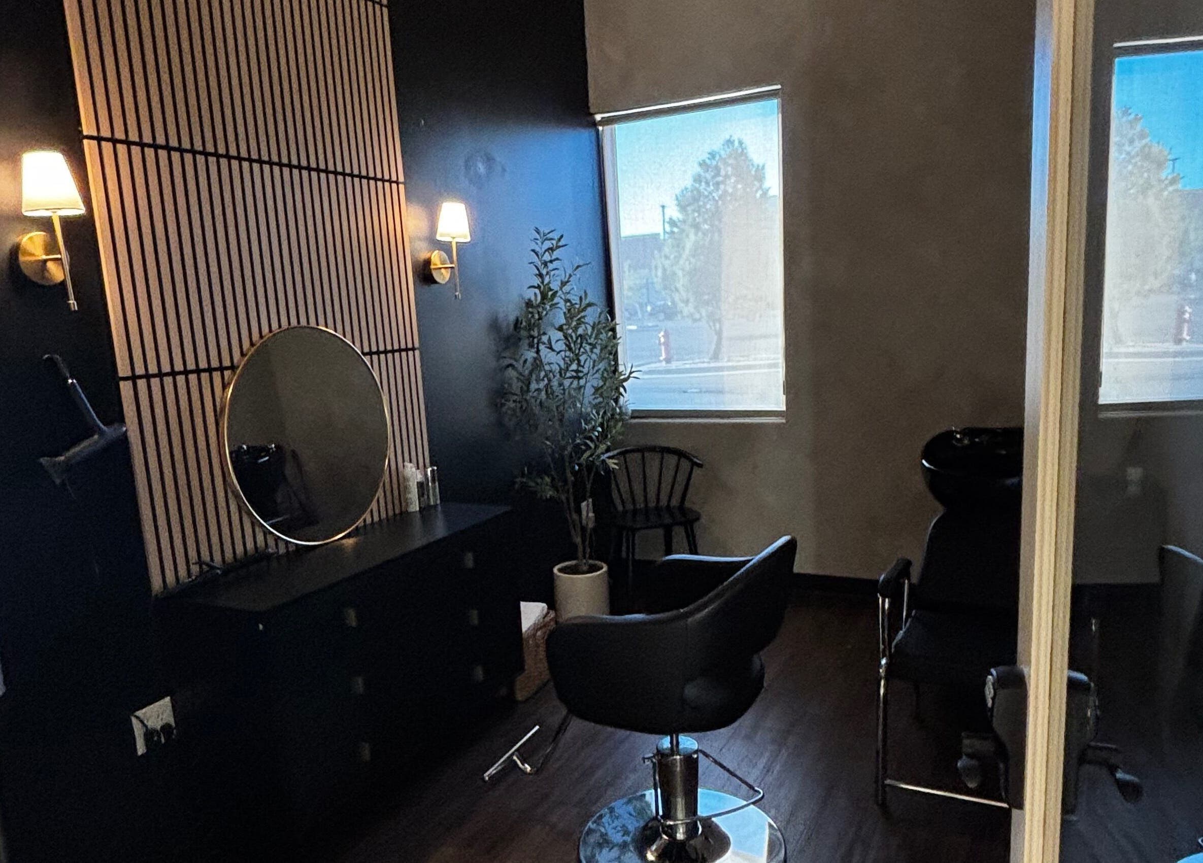 Elegant salon interior at Bianna Stylez in Draper, Utah, US with modern decor and styling station.