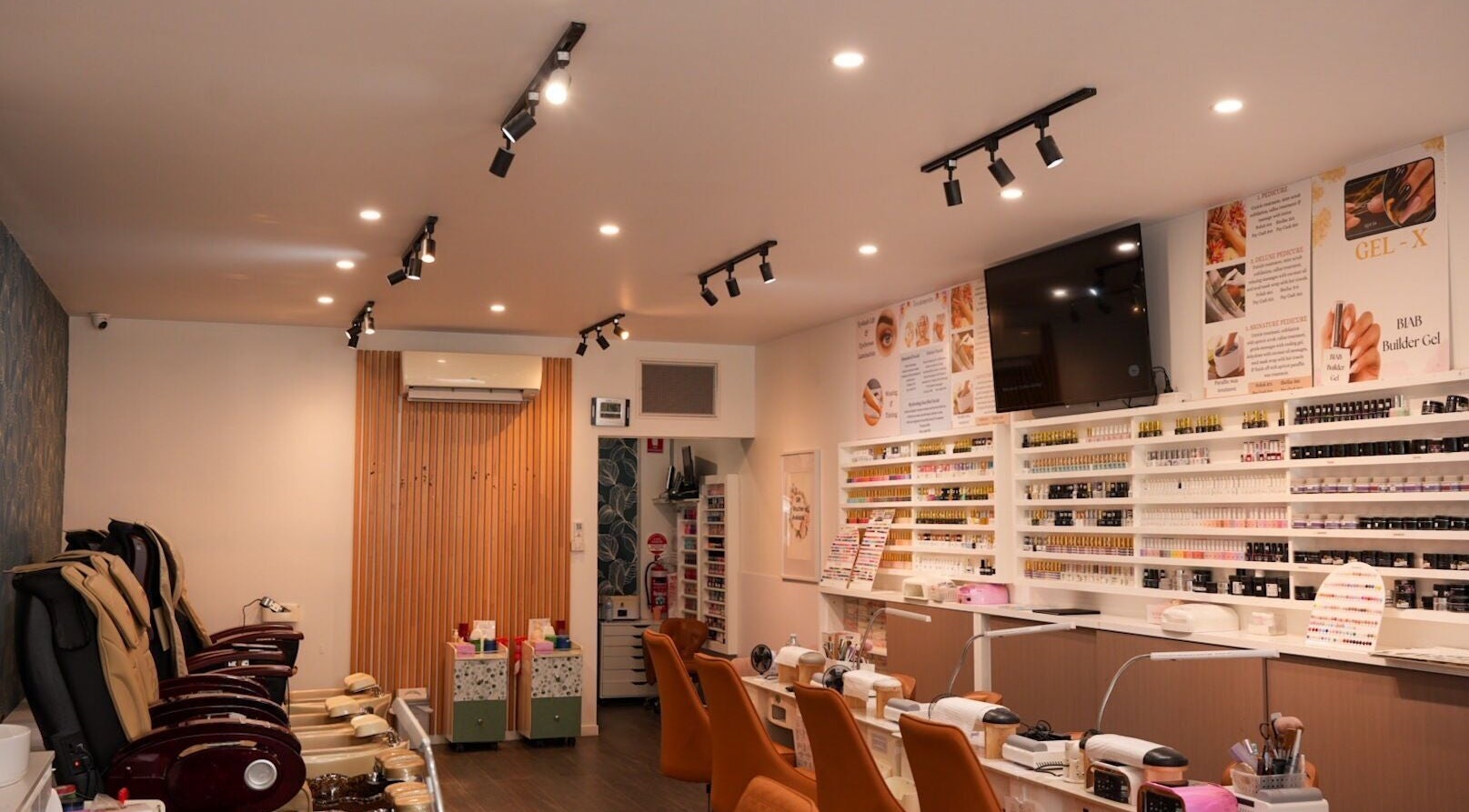 Lume Nails (formerly Nails Desire) in Bell Park, Victoria offers a cozy nail treatment area with modern decor.